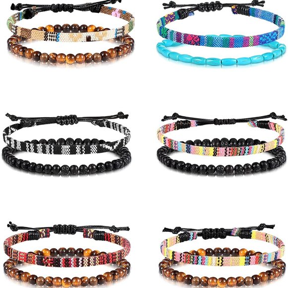 New 6 Pieces Ankle Bracelet Adjustable Boho Surfer Anklet Bracelet Thin Rope - Picture 5 of 8